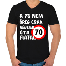 PRINTFASHION 70 éves Fehér. - Férfi V-nyakú póló - Fekete