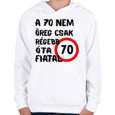 PRINTFASHION 70 éves Fekete, - Gyerek kapucnis pulóver - Fehér gyerek pulóver, kardigán