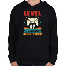 PRINTFASHION 7 éves gamer - Gyerek kapucnis pulóver - Fekete gyerek pulóver, kardigán