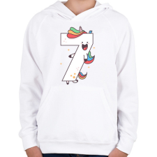 PRINTFASHION 7 éves unikornis - Gyerek kapucnis pulóver - Fehér gyerek pulóver, kardigán