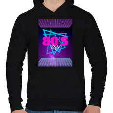 PRINTFASHION 80-as évek - Férfi kapucnis pulóver - Fekete