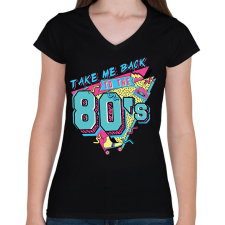 PRINTFASHION 80-as évek - Női V-nyakú póló - Fekete női póló