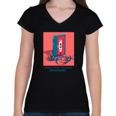 PRINTFASHION 80S - Női V-nyakú póló - Fekete