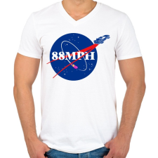 PRINTFASHION 88mph - Férfi V-nyakú póló - Fehér férfi póló