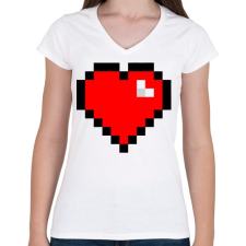 PRINTFASHION 8bit szív - Női V-nyakú póló - Fehér női póló
