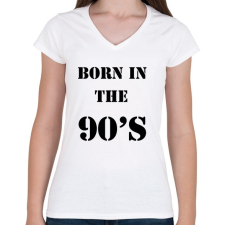 PRINTFASHION 90-ben született - Női V-nyakú póló - Fehér női póló