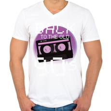 PRINTFASHION 90-es évek - Férfi V-nyakú póló - Fehér