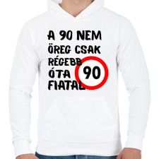 PRINTFASHION 90 éves fekete - Férfi kapucnis pulóver - Fehér férfi pulóver, kardigán