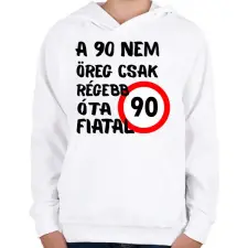 PRINTFASHION 90 éves fekete - Gyerek kapucnis pulóver - Fehér gyerek pulóver, kardigán