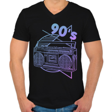 PRINTFASHION 90's - Férfi V-nyakú póló - Fekete