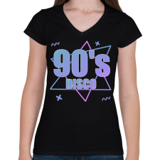 PRINTFASHION 90's  - Női V-nyakú póló - Fekete női póló