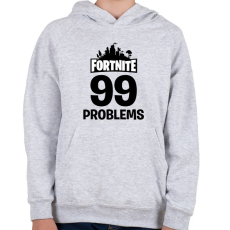 PRINTFASHION 99 Probléma - Fortnite - Gyerek kapucnis pulóver - Sport szürke