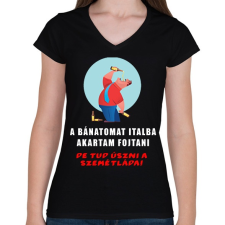 PRINTFASHION a bánatomat italba akartam fojtani - Női V-nyakú póló - Fekete női póló