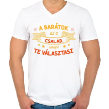 PRINTFASHION A barátok az a család - Férfi V-nyakú póló - Fehér férfi póló