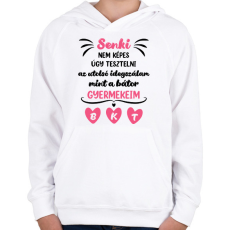 PRINTFASHION A bátor gyerekeim - Kezdőbetűkkel - Gyerek kapucnis pulóver - Fehér