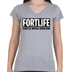 PRINTFASHION A battle royale addiction - Fortnite - Női V-nyakú póló - Sport szürke