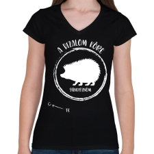 PRINTFASHION A bizalom köre - Sündisznóm (fehér) - Női V-nyakú póló - Fekete női póló