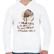 PRINTFASHION A boldogság - indián közmondás - Férfi kapucnis pulóver - Fehér