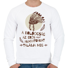 PRINTFASHION A boldogság - indián közmondás - Férfi pulóver - Fehér férfi pulóver, kardigán