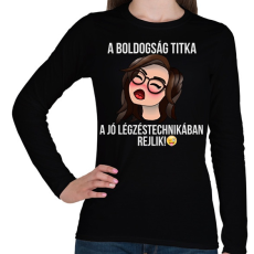 PRINTFASHION a boldogság titka  - Női hosszú ujjú póló - Fekete