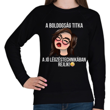 PRINTFASHION a boldogság titka  - Női pulóver - Fekete női pulóver, kardigán