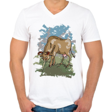 PRINTFASHION A bölöm tehén - Férfi V-nyakú póló - Fehér férfi póló