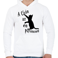 PRINTFASHION A Cicám az én Patrónusom - Férfi kapucnis pulóver - Fehér férfi pulóver, kardigán