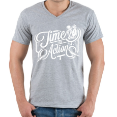 PRINTFASHION A cselekvés ideje! - Férfi V-nyakú póló - Sport szürke