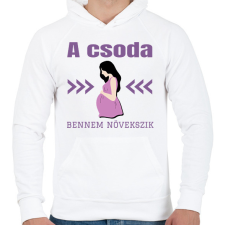 PRINTFASHION A csoda bennem növekszik - Férfi kapucnis pulóver - Fehér férfi pulóver, kardigán