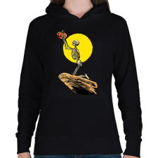 PRINTFASHION A csontok királya - Női kapucnis pulóver - Fekete női pulóver, kardigán