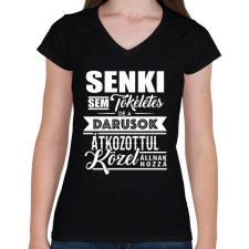 PRINTFASHION A darusok tökéletesek - Női V-nyakú póló - Fekete női póló