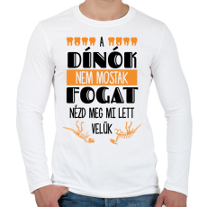 PRINTFASHION A dínók nem mostak fogat - Férfi hosszú ujjú póló - Fehér