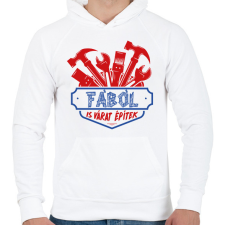 PRINTFASHION A fából is várat építek - Férfi kapucnis pulóver - Fehér férfi pulóver, kardigán