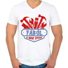 PRINTFASHION A fából is várat építek - Férfi V-nyakú póló - Fehér