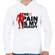 PRINTFASHION A fájdalom az én terápiám - Férfi kapucnis pulóver - Fehér