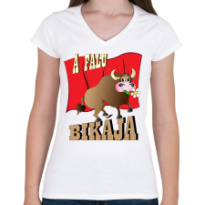 PRINTFASHION A falu bikája - Női V-nyakú póló - Fehér női póló