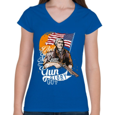 PRINTFASHION A fegyver dicsősége - Női V-nyakú póló - Királykék női póló