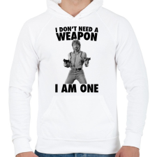 PRINTFASHION A fegyver én vagyok - Férfi kapucnis pulóver - Fehér férfi pulóver, kardigán