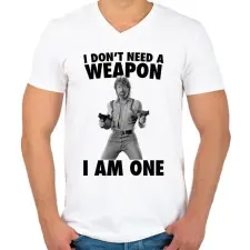 PRINTFASHION A fegyver én vagyok - Férfi V-nyakú póló - Fehér férfi póló