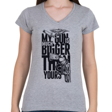 PRINTFASHION a fegyverem sokkal nagyobb, mint a tiéd - Női V-nyakú póló - Sport szürke