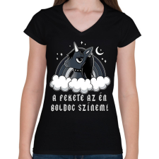 PRINTFASHION A fekete az én boldog színem! - Női V-nyakú póló - Fekete női póló