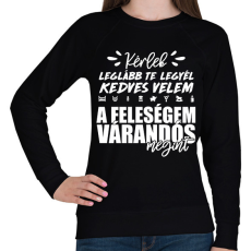 PRINTFASHION A feleségem várandós megint - Női pulóver - Fekete