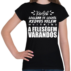PRINTFASHION A feleségem várandós - Női póló - Fekete