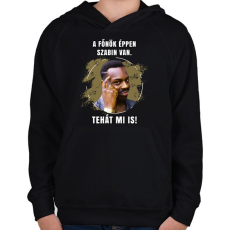 PRINTFASHION A főnök éppen szabin van - Gyerek kapucnis pulóver - Fekete
