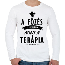PRINTFASHION A főzés olcsóbb, mint a terápia - Férfi hosszú ujjú póló - Fehér férfi póló