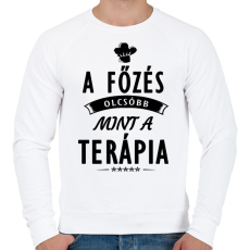 PRINTFASHION A főzés olcsóbb, mint a terápia - Férfi pulóver - Fehér