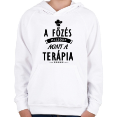 PRINTFASHION A főzés olcsóbb, mint a terápia - Gyerek kapucnis pulóver - Fehér