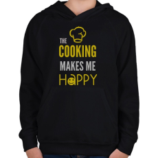 PRINTFASHION A FŐZÉS TESZ ENGEM BOLDOGGÁ - Gyerek kapucnis pulóver - Fekete