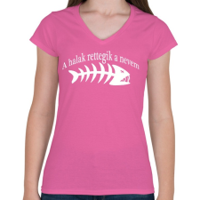 PRINTFASHION A halak..  - Női V-nyakú póló - Rózsaszín női póló