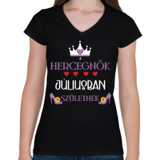 PRINTFASHION A hercegnők júliusban születnek - Női V-nyakú póló - Fekete női póló